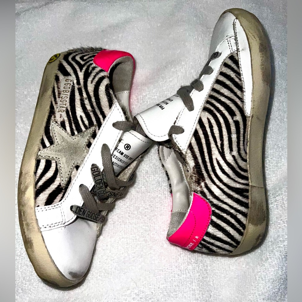 Golden Goose Kids Pony Hair Zebra Super Star Classic Sneakers size 13